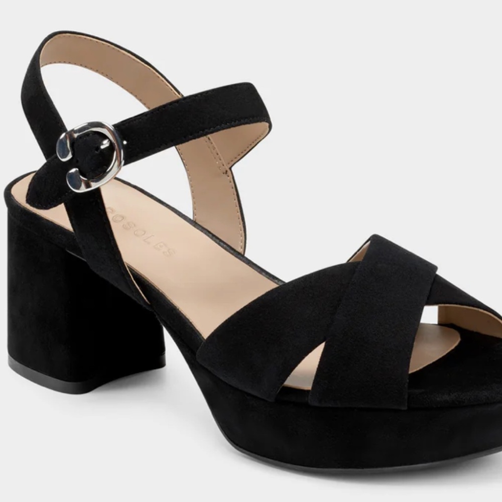 Aerosoles Cosmos Black Suede Platform Sandal